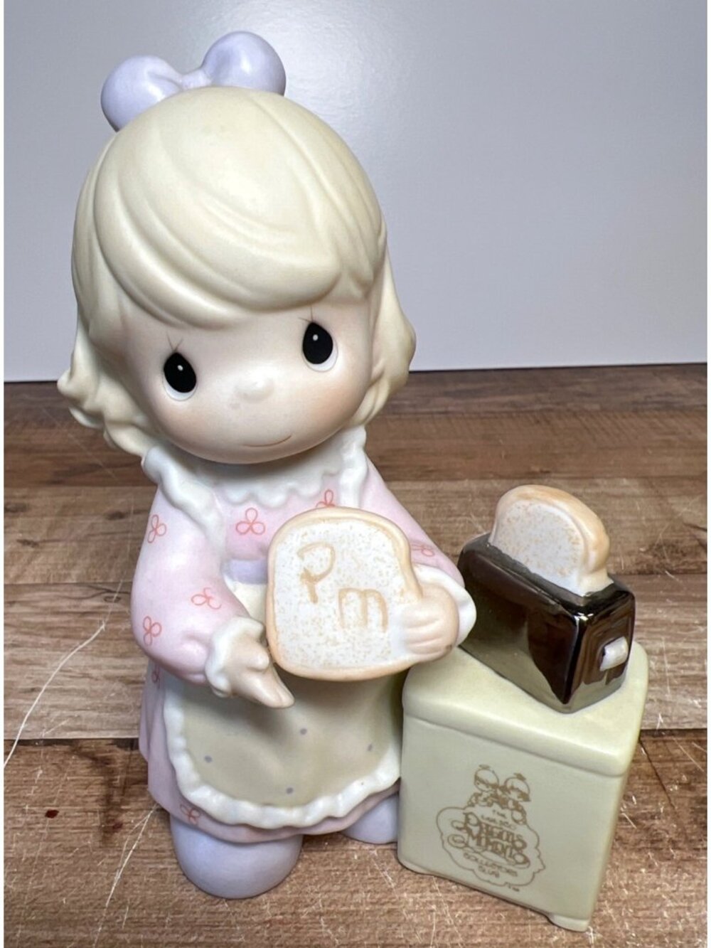 Precious Moments Girl With Toaster & Bread Figurine Collectible 1989 Porcelain